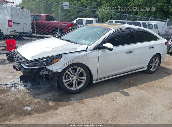 5NPE34AF3JH682433 2018 HYUNDAI SONATA White წინა მარცხენა ხედი სამი მეოთხედიდან