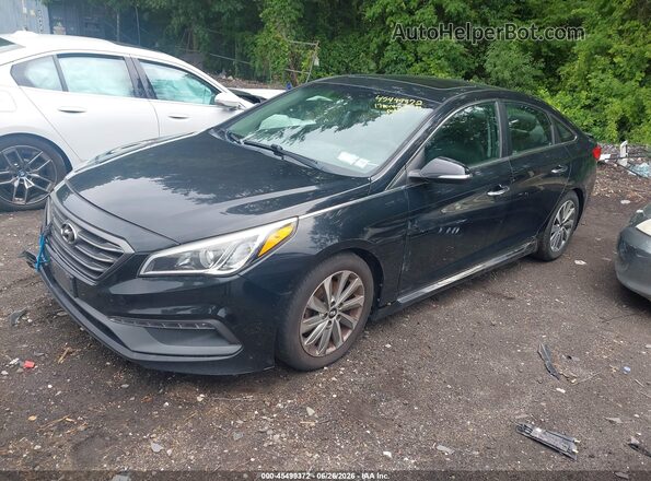 5NPE34AF4HH466858 2017 HYUNDAI SONATA Black Առջևի ձախ երեք քառորդ տեսարան