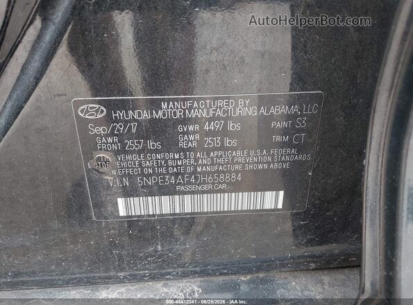 5NPE34AF4JH658884 2018 HYUNDAI SONATA Черный Вид подкапотного пространства