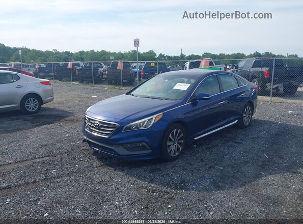 5NPE34AF6GH433763 2016 HYUNDAI SONATA Blue Առջևի ձախ երեք քառորդ տեսարան