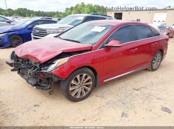 5NPE34AF6HH442061 2017 HYUNDAI SONATA Red წინა მარცხენა ხედი სამი მეოთხედიდან