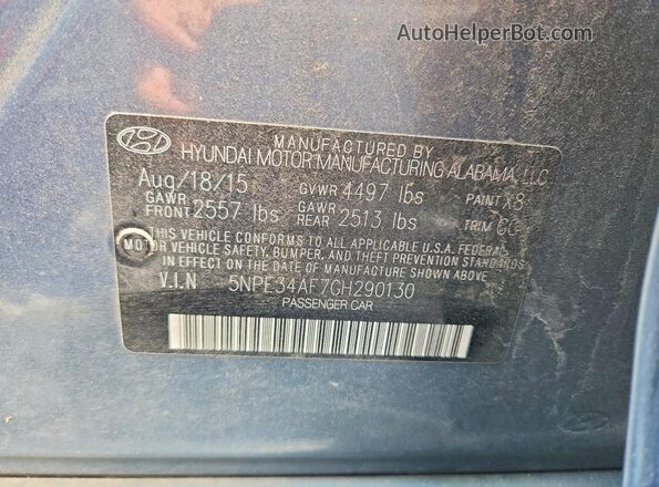 5NPE34AF7GH290130 2016 HYUNDAI SONATA Синий 
