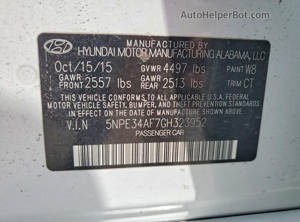 5NPE34AF7GH323952 2016 HYUNDAI SONATA Белый 