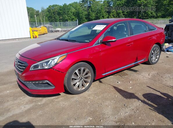 5NPE34AF7HH519116 2017 HYUNDAI SONATA Red წინა მარცხენა ხედი სამი მეოთხედიდან