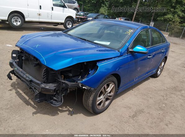 5NPE34AF7JH597496 2018 HYUNDAI SONATA Blue Передня ліва чверть