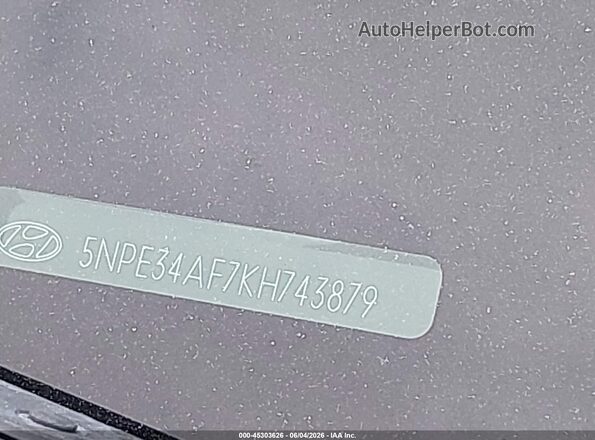 5NPE34AF7KH743879 2019 HYUNDAI SONATA Белый 