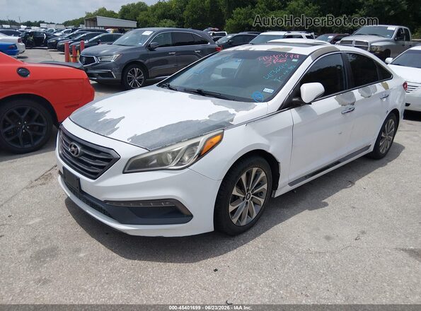 5NPE34AF8GH413644 2016 HYUNDAI SONATA White წინა მარცხენა ხედი სამი მეოთხედიდან