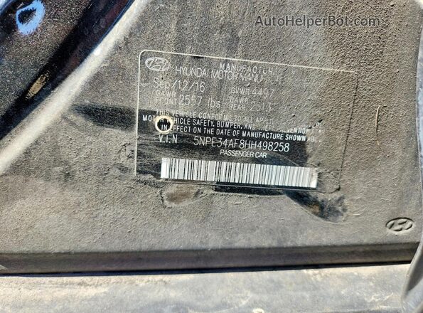 5NPE34AF8HH498258 2017 HYUNDAI SONATA Black 