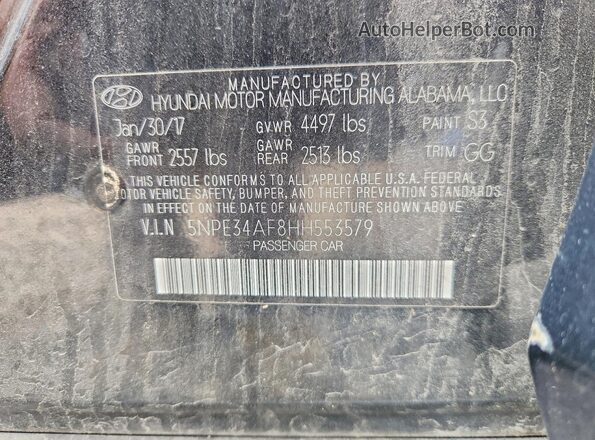 5NPE34AF8HH553579 2017 HYUNDAI SONATA Black 