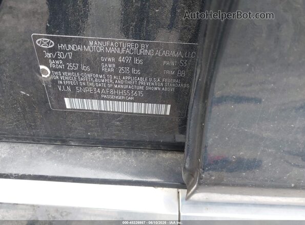 5NPE34AF8HH553615 2017 HYUNDAI SONATA Black Widok komory silnika