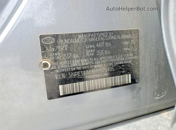5NPE34AF8HH575405 2017 HYUNDAI SONATA Silver 