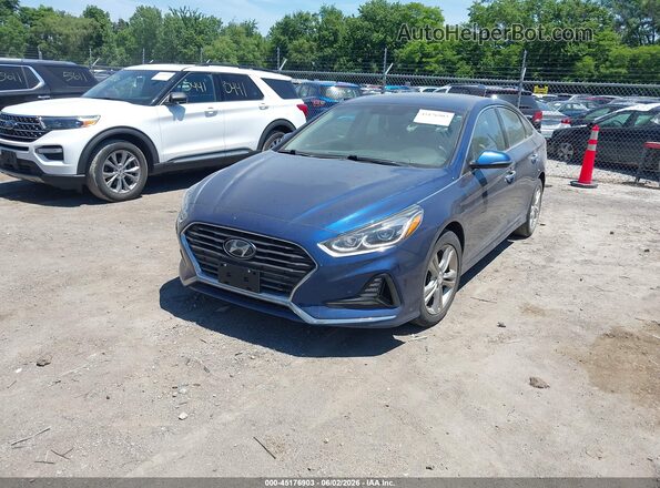 5NPE34AF8JH660069 2018 HYUNDAI SONATA Blue წინა მარცხენა ხედი სამი მეოთხედიდან