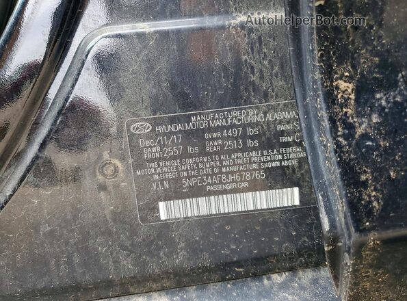 5NPE34AF8JH678765 2018 HYUNDAI SONATA Black 