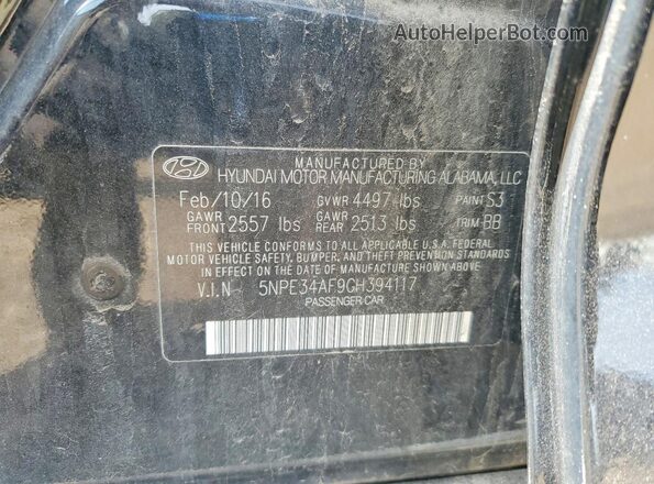 5NPE34AF9GH394117 2016 HYUNDAI SONATA Black Շարժիչի բաժամունքի տեսք