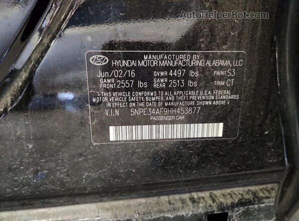 5NPE34AF9HH453877 2017 HYUNDAI SONATA Black VIN sticker view