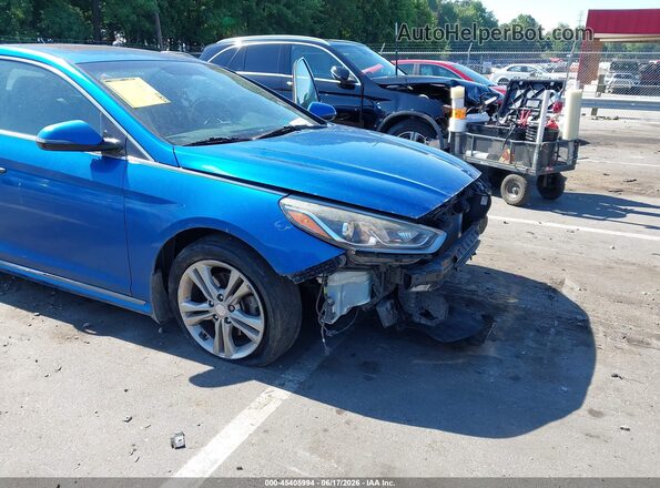 5NPE34AF9JH672375 2018 HYUNDAI SONATA Синий Вид спереди