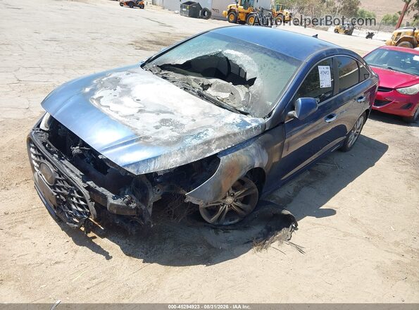5NPE34AF9KH768489 2019 HYUNDAI SONATA Blue Առջևի ձախ երեք քառորդ տեսարան