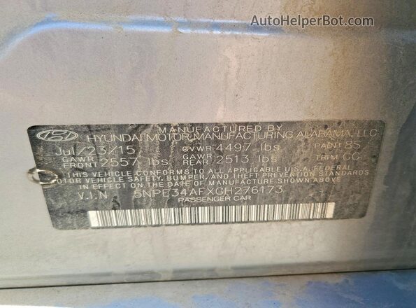 5NPE34AFXGH276173 2016 HYUNDAI SONATA Silver 