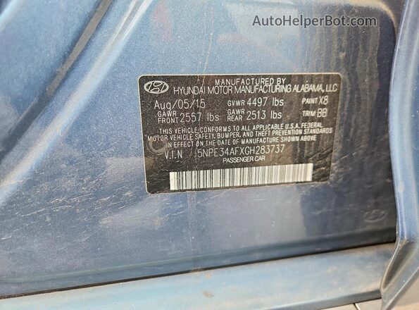 5NPE34AFXGH283737 2016 HYUNDAI SONATA Blue 