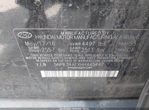 5NPE34AFXHH445447 2017 HYUNDAI SONATA Black 