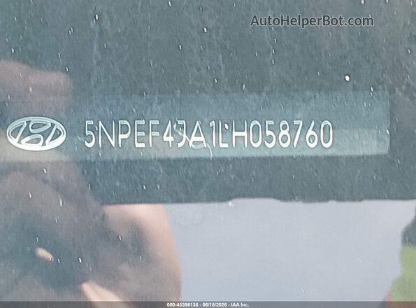 5NPEF4JA1LH058760 2020 HYUNDAI SONATA Black Engine compartment view