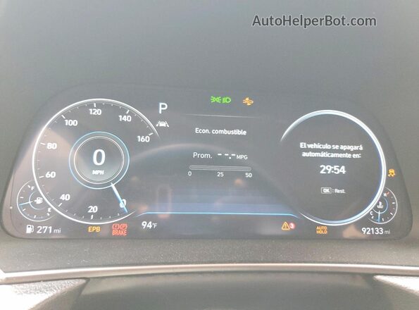 5NPEF4JA9LH014781 2020 HYUNDAI SONATA White ხელსაწყოთა პანელის ხედი