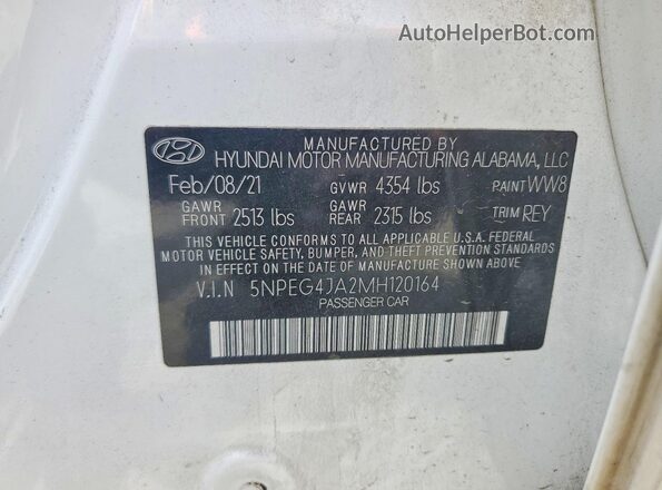 5NPEG4JA2MH120164 2021 HYUNDAI SONATA Белый Вид подкапотного пространства