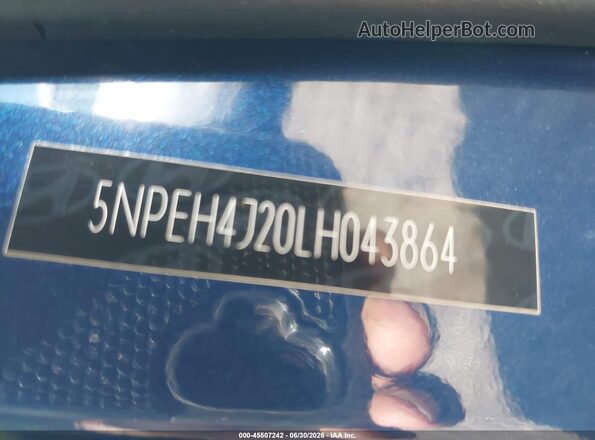 5NPEH4J20LH043864 2020 HYUNDAI SONATA Синий Вид подкапотного пространства