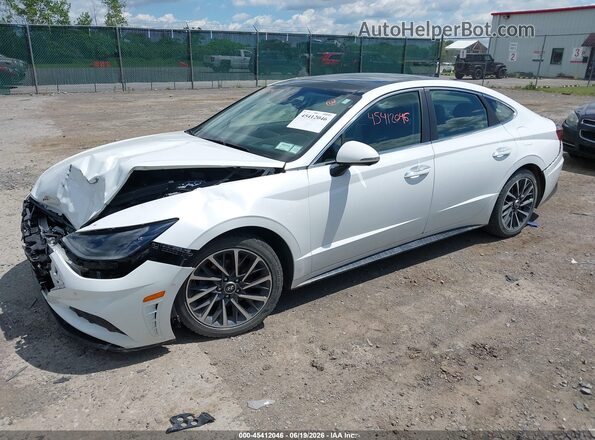 5NPEH4J28LH032997 2020 HYUNDAI SONATA White Առջևի ձախ երեք քառորդ տեսարան