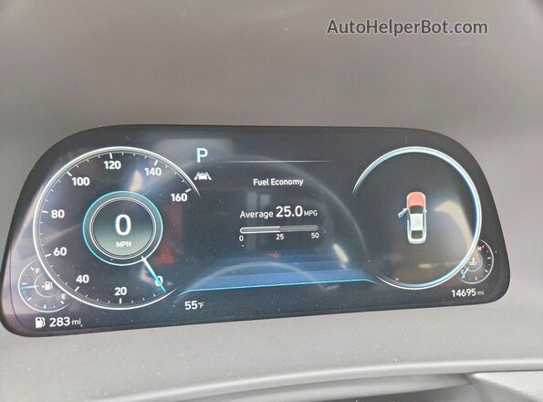 5NPEH4J29MH092725 2021 HYUNDAI SONATA Gray ხელსაწყოთა პანელის ხედი