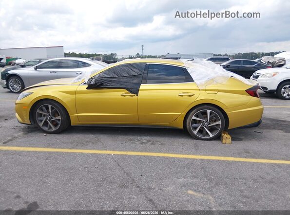 5NPEJ4J24MH098162 2021 HYUNDAI SONATA Yellow Սալոնի 360 աստիճան տեսք