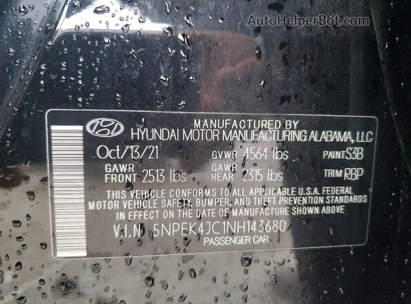 5NPEK4JC1NH143680 2022 HYUNDAI SONATA Black Widok komory silnika