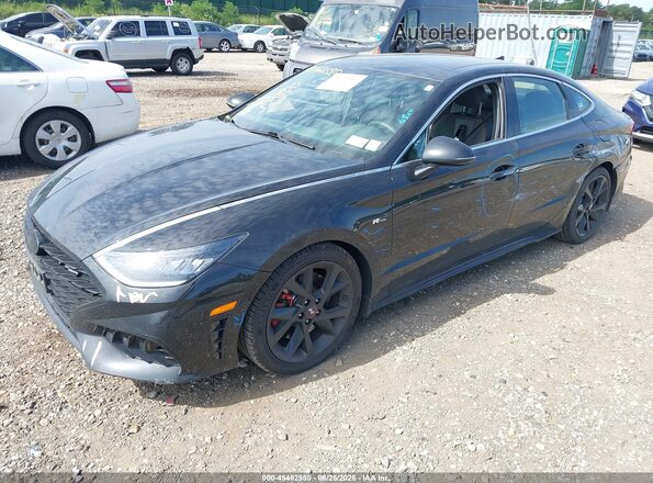 5NPEK4JC6NH142086 2022 HYUNDAI SONATA Black წინა მარცხენა ხედი სამი მეოთხედიდან