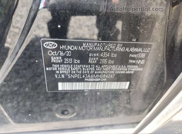 5NPEL4JA6MH084247 2021 HYUNDAI SONATA Черный 