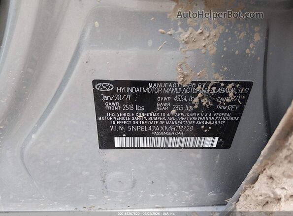 5NPEL4JAXMH112728 2021 HYUNDAI SONATA Silver Engine compartment view