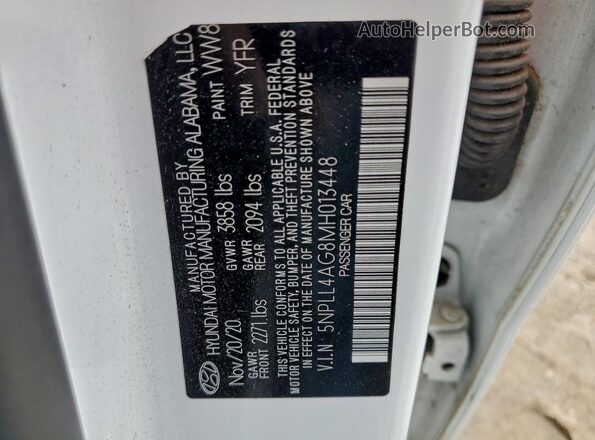 5NPLL4AG8MH013448 2021 HYUNDAI ELANTRA White 