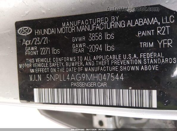 5NPLL4AG9MH047544 2021 HYUNDAI ELANTRA Silver Engine compartment view