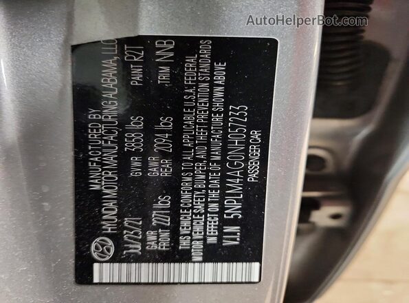 5NPLM4AG0NH057233 2022 HYUNDAI ELANTRA Серебряный 
