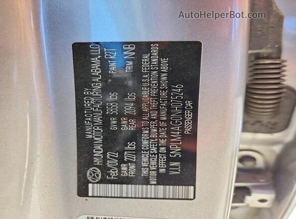 5NPLM4AG0NH075246 2022 HYUNDAI ELANTRA Silver 