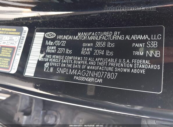 5NPLM4AG2NH077807 2022 HYUNDAI ELANTRA Gray Вид підкапотного простору