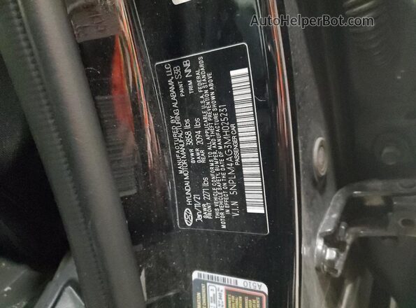 5NPLM4AG3MH025231 2021 HYUNDAI ELANTRA Black Vista del compartimento del motor