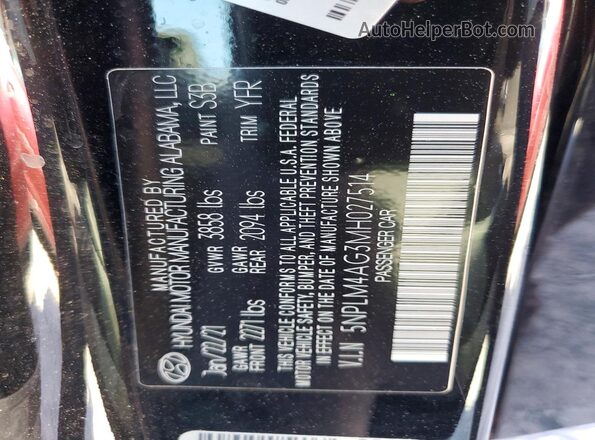 5NPLM4AG3MH027514 2021 HYUNDAI ELANTRA Black Շարժիչի բաժամունքի տեսք