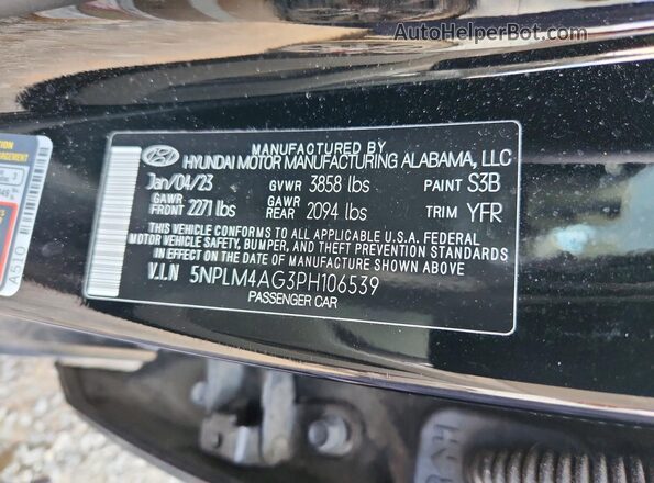 5NPLM4AG3PH106539 2023 HYUNDAI ELANTRA Black Widok komory silnika