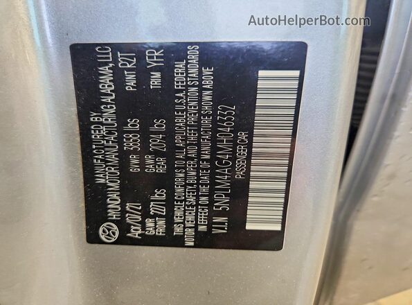 5NPLM4AG4MH046332 2021 HYUNDAI ELANTRA Gray Շարժիչի բաժամունքի տեսք