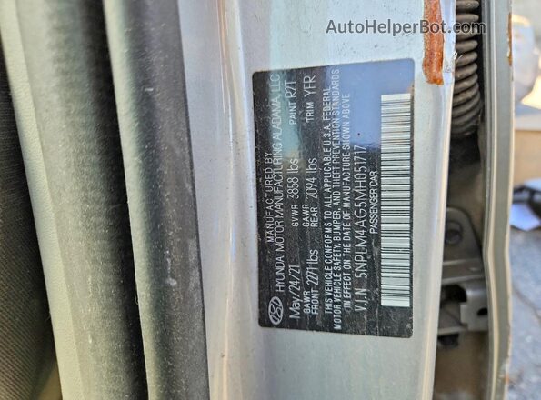 5NPLM4AG5MH051717 2021 HYUNDAI ELANTRA Silver 