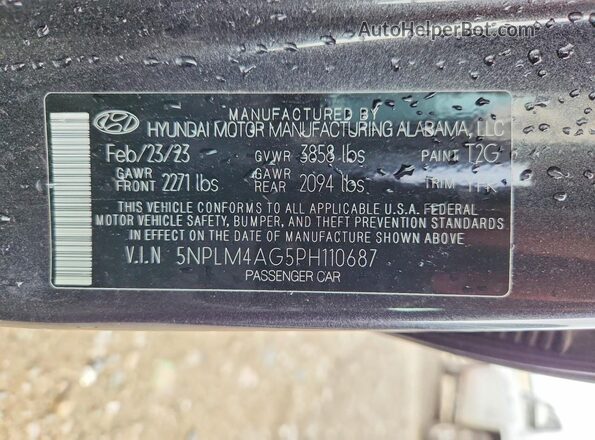 5NPLM4AG5PH110687 2023 HYUNDAI ELANTRA Gray Շարժիչի բաժամունքի տեսք