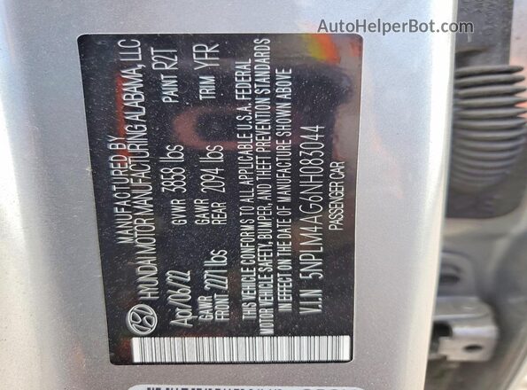 5NPLM4AG6NH083044 2022 HYUNDAI ELANTRA Silver Engine compartment view