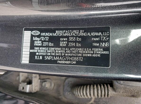 5NPLM4AG7PH088112 2023 HYUNDAI ELANTRA Gray Widok naklejki z numerem VIN