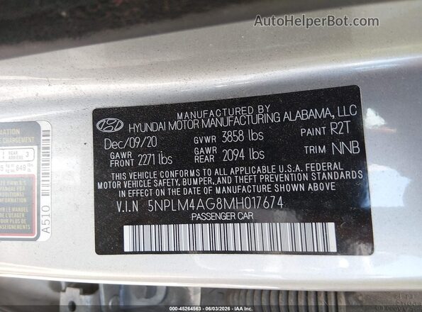 5NPLM4AG8MH017674 2021 HYUNDAI ELANTRA Gray Engine compartment view