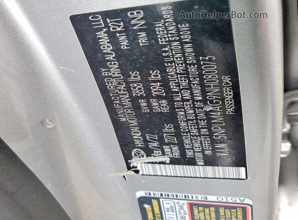 5NPLM4AG9NH080073 2022 HYUNDAI ELANTRA Silver Engine compartment view